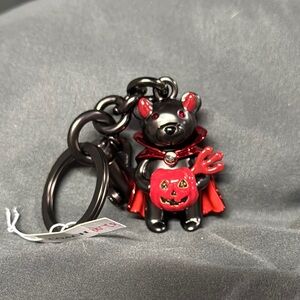 Coach Black and Red Bear Keychain